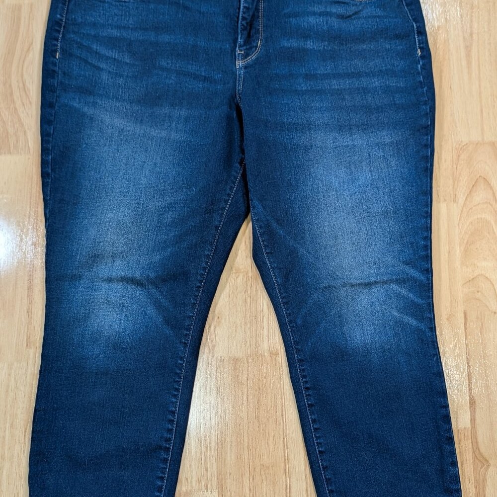 Wonderly Mid Rise Skinny Crop Jeans‎ Womens 14P Petite Dark Wash Stretch